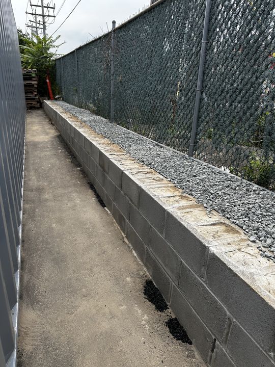 The completed retaining wall.